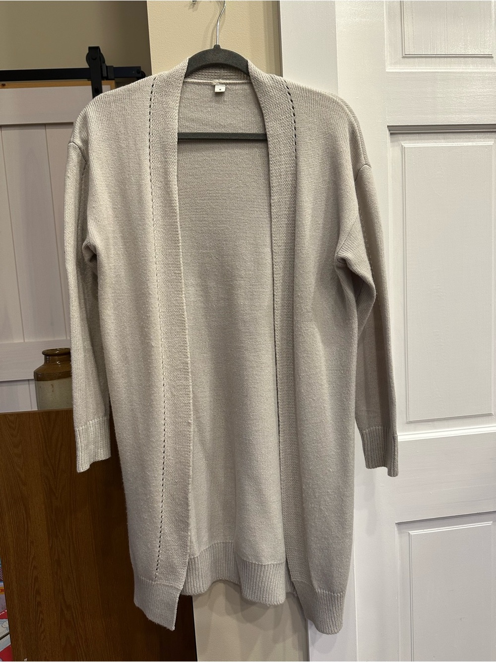 SHEIN Light Gray Open-Front Longline Women's Cardigan